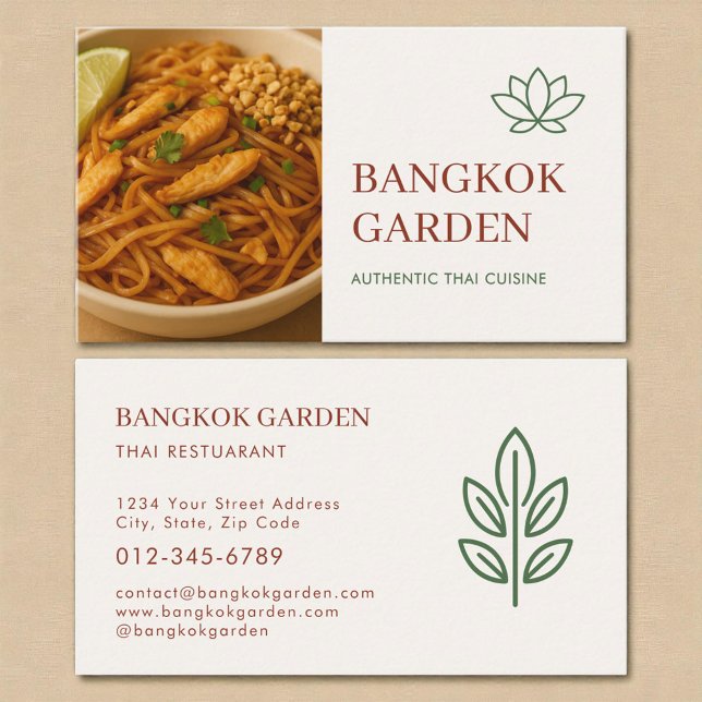 Carte De Visite Service de restauration de restaurant thaïlandais  (Créateur téléchargé)