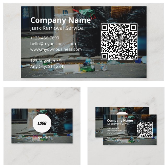 Carte De Visite Service de retrait de déchets (Junk Removal Service Business Card
)
