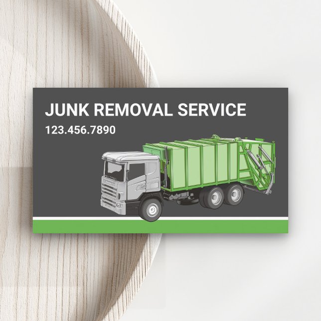 Carte De Visite Service de retrait de déchets gris foncé Camion à  (Créateur téléchargé)