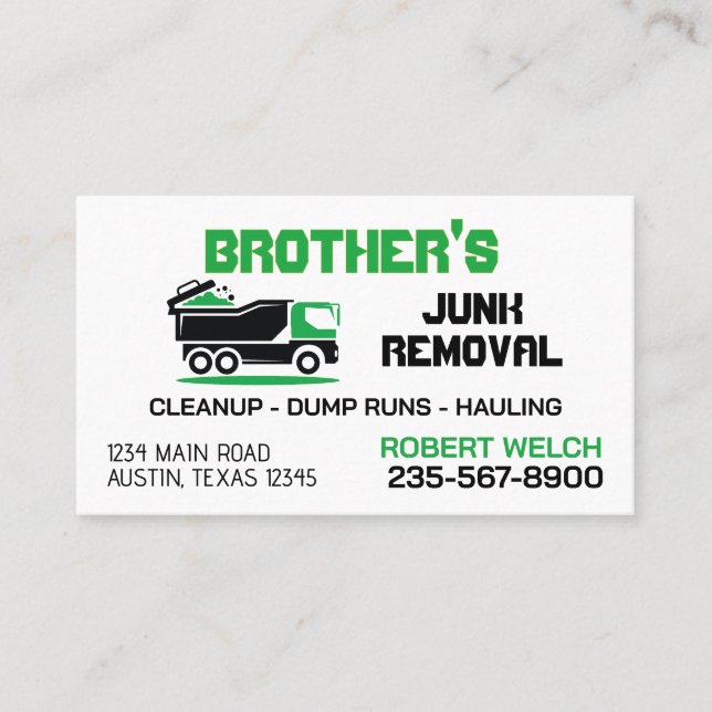 Carte De Visite Service de retrait des déchets (Devant)