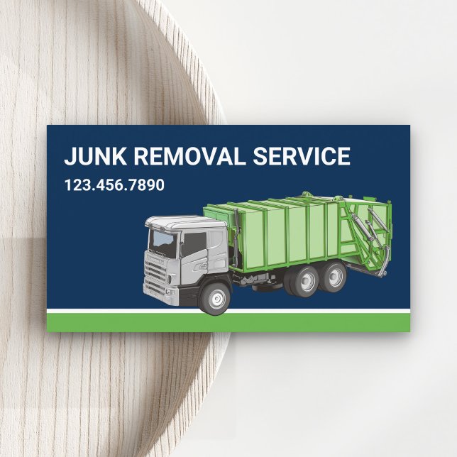 Carte De Visite Service de retrait des déchets de Navy Blue Camion (Créateur téléchargé)