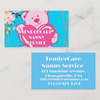 Service de soins de la nounou bleu et rose ours en