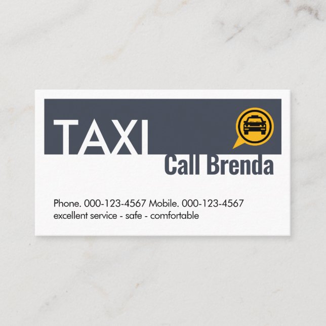 Carte De Visite Service de Taxe Créatif Couche Bleue (Devant)