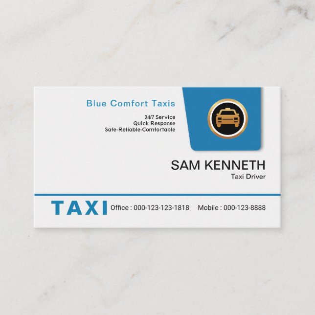 Carte De Visite Service de taxi à tabulation bleue vif (Devant)