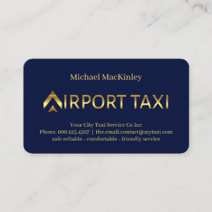Carte De Visite Service de taxi aéroportuaire Avion Or
