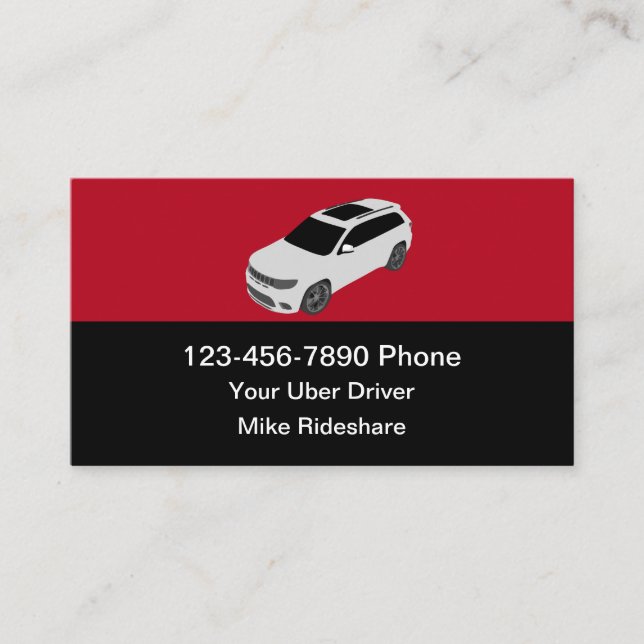 Carte De Visite Service De Taxi De Conducteur Uber De Voiture Simp (Devant)