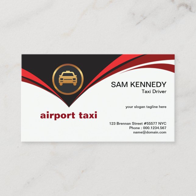 Carte De Visite Service de taxi de l'aéroport Fun Red Flying Cape  (Devant)