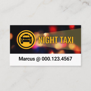 Carte De Visite Service de Taxi de Nuit Lumières de la Ville