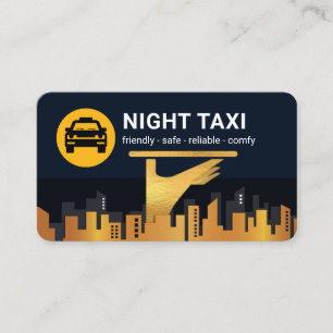 Carte De Visite Service de taxi de nuit Silhouette de ville 