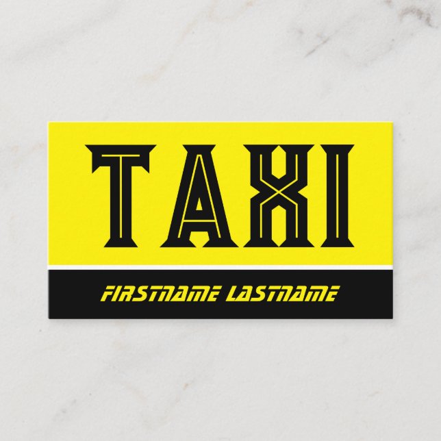 Carte De Visite Service de taxi de nuit TAXI jaune noir (Devant)