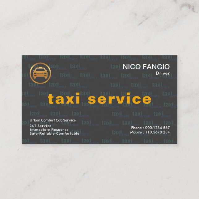 Carte De Visite Service de taxi pour Arrière - plans à empreinte d (Devant)