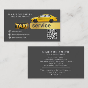 Carte De Visite Service de Taxi Professionnel