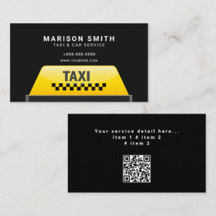Carte De Visite Service de Taxi Professionnel