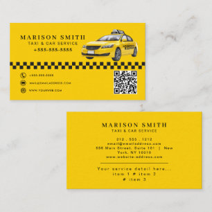 Carte De Visite Service de Taxi Professionnel