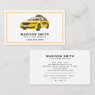 Carte De Visite Service de taxi professionnel