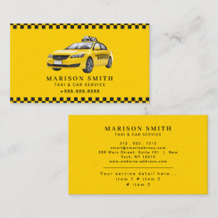 Carte De Visite Service de Taxi Professionnel