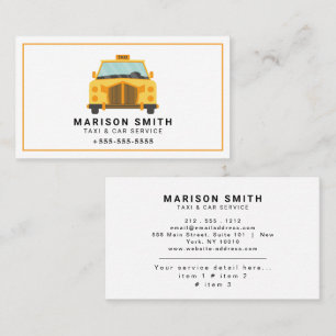 Carte De Visite Service de Taxi Professionnel