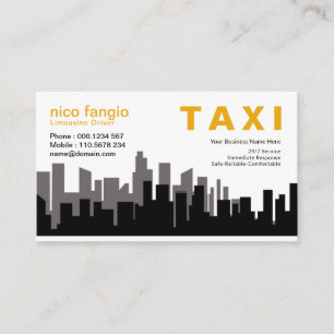 Carte De Visite Service de taxi Silhouette Skyline City