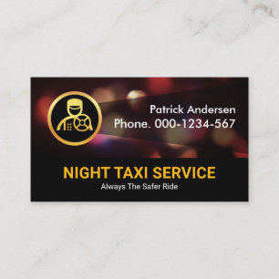 Carte De Visite Service de taxi sur les feux de circulation noctur