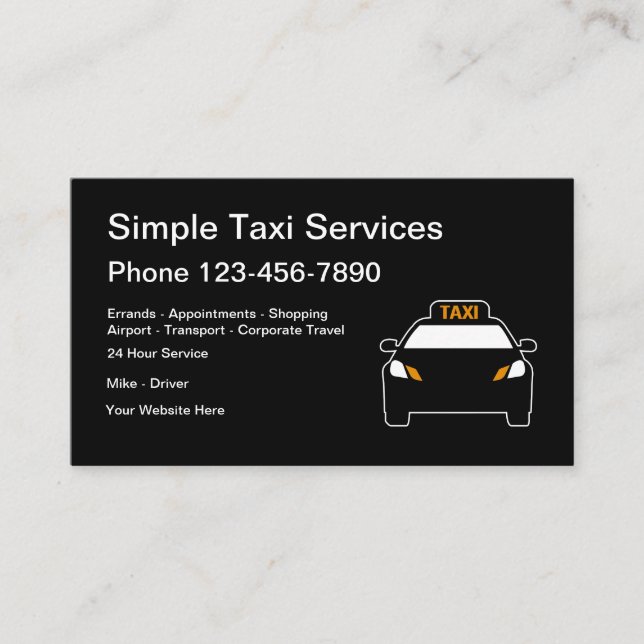 Carte De Visite Service de taxi urbain simple et moderne (Devant)