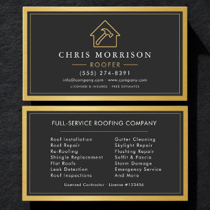 Carte De Visite Service de toiture Toiturier Gold Professionnel