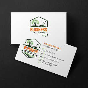 Carte De Visite Service de tonte de pelouse Modern Green Orange am