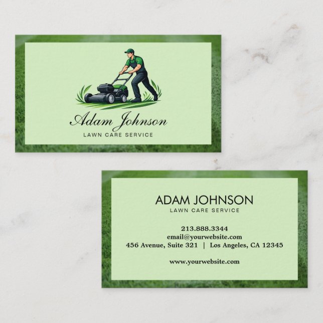 Carte De Visite Service de tonte de pelouse professionnel Vert (Devant / Derrière)