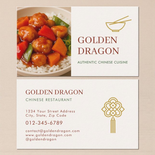 Carte De Visite Service de traiteur de restaurant chinois Photo (Créateur téléchargé)