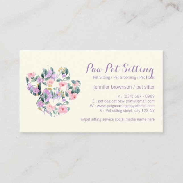 Carte De Visite Service de vérification quotidienne pour chats et  (Devant)