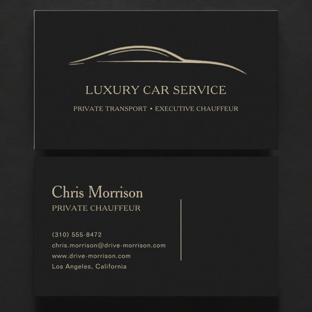 Carte De Visite Service de voiture de luxe noir et or (Créateur téléchargé)