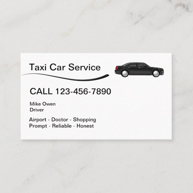 Carte De Visite Service de voiture de taxi (Devant)