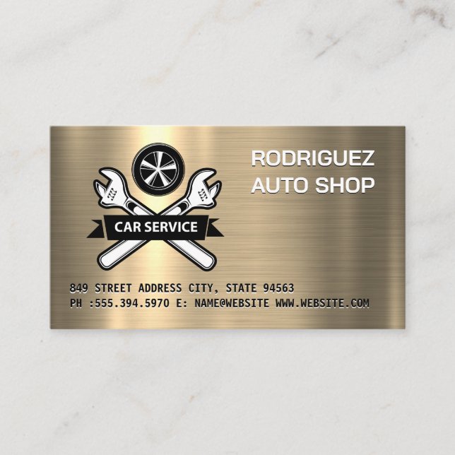 Carte De Visite Service de voiture | Logo de roue Clés (Devant)