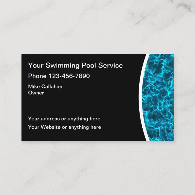 Carte De Visite Service d'eau de piscine (Devant)