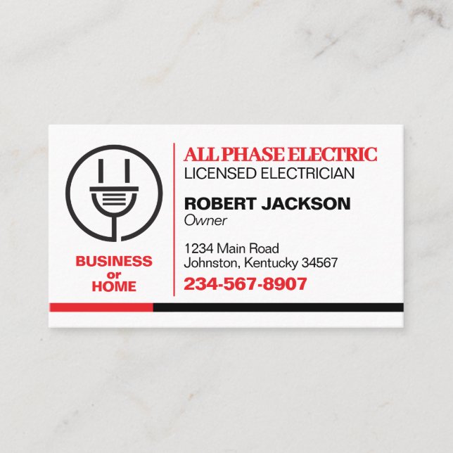 Carte De Visite Service d'électricien (Devant)