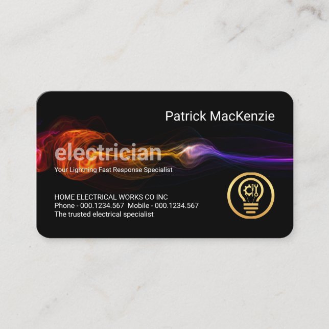 Carte De Visite Service d'électricien frappé par la foudre rapide  (Devant)