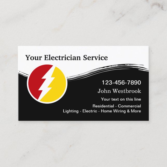 Carte De Visite Service d'électricien moderne (Devant)