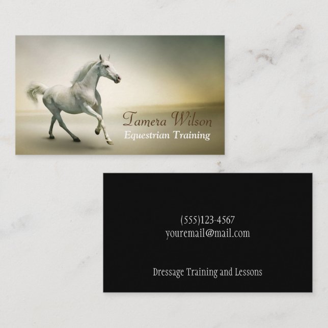 Carte De Visite Service d'entraînement équestre à cheval (Devant / Derrière)
