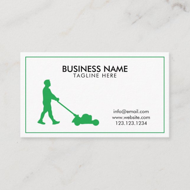 Carte De Visite Service d'entretien de pelouse moderne blanc et ve (Devant)