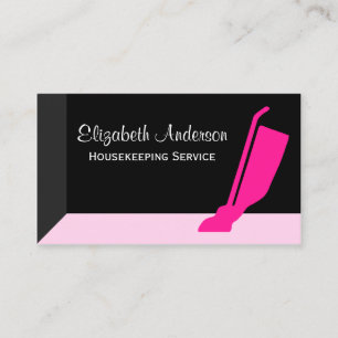Carte De Visite Service d'entretien ménager rose et noir pour fill