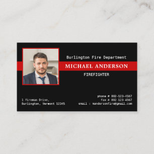 Carte De Visite Service des incendies Logo photo Red Line Firefigh