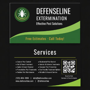 Carte De Visite Service d'extermination Code QR Professionnel