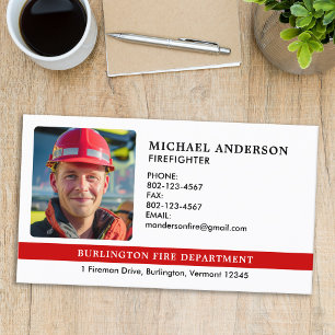 Carte De Visite Service d'incendie photo de pompier personnalisé