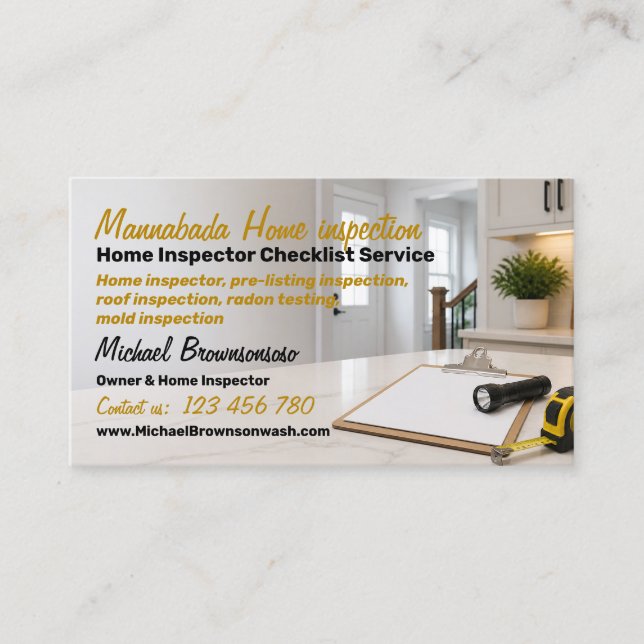 Carte De Visite Service d'inspection de maison avant mise en vente (Devant)