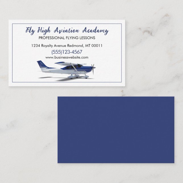 Carte De Visite Service d'instructeur d'aviation de vol d'avion (Devant / Derrière)