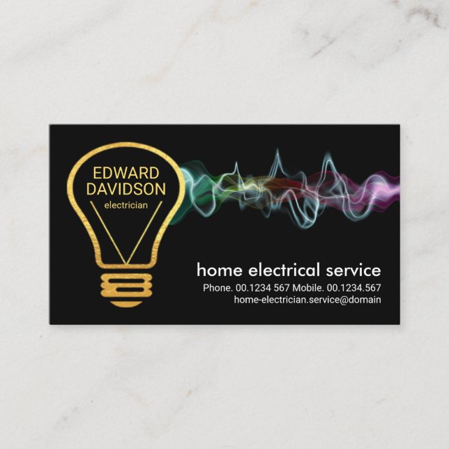 Carte De Visite Service électrique à bulbe en or créatif (Devant)