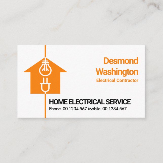 Carte De Visite Service électrique à domicile par câble Motif Elec (Devant)