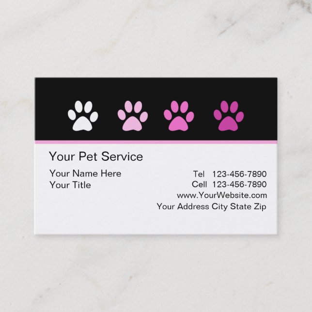 Carte De Visite Service élégant d'animal familier (Devant)