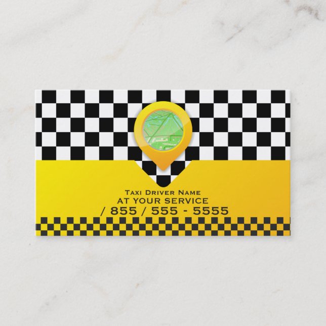 Carte De Visite Service jaune de conducteur de taxi (Devant)