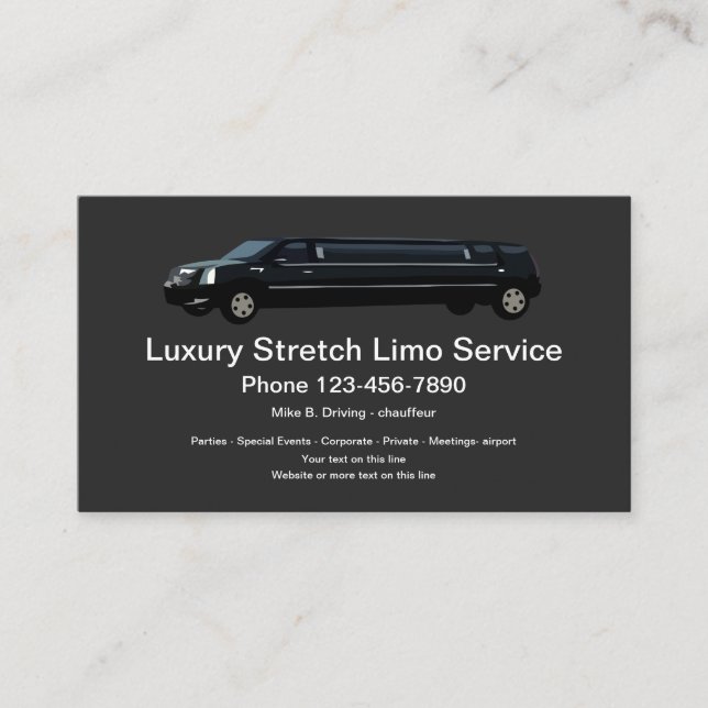 Carte De Visite Service Limousine Chauffeur Luxe (Devant)