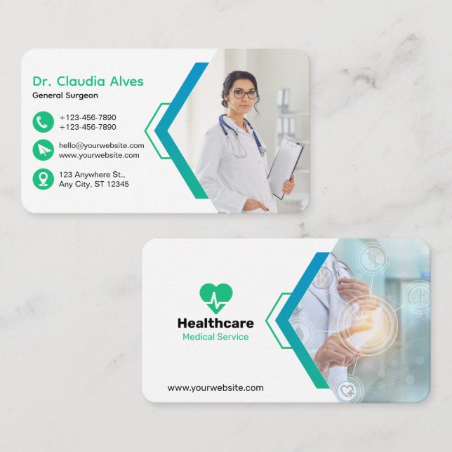 Carte De Visite Service Médicale créatif personnalisé (Devant / Derrière)